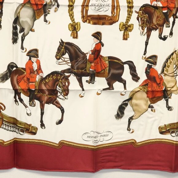 HERMES Carre 90 Scarf ""REPRISE"" Silk Red - Picture 5 of 15